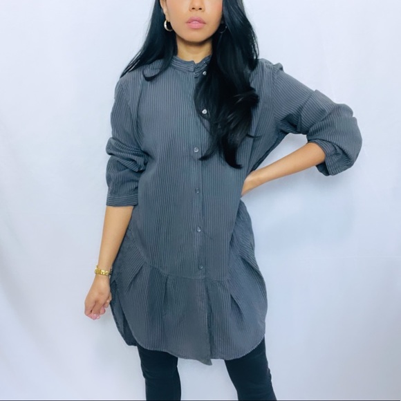 OSKA | Grey Oversized Long Sleeve Button Down Tunic Top - Picture 11 of 13